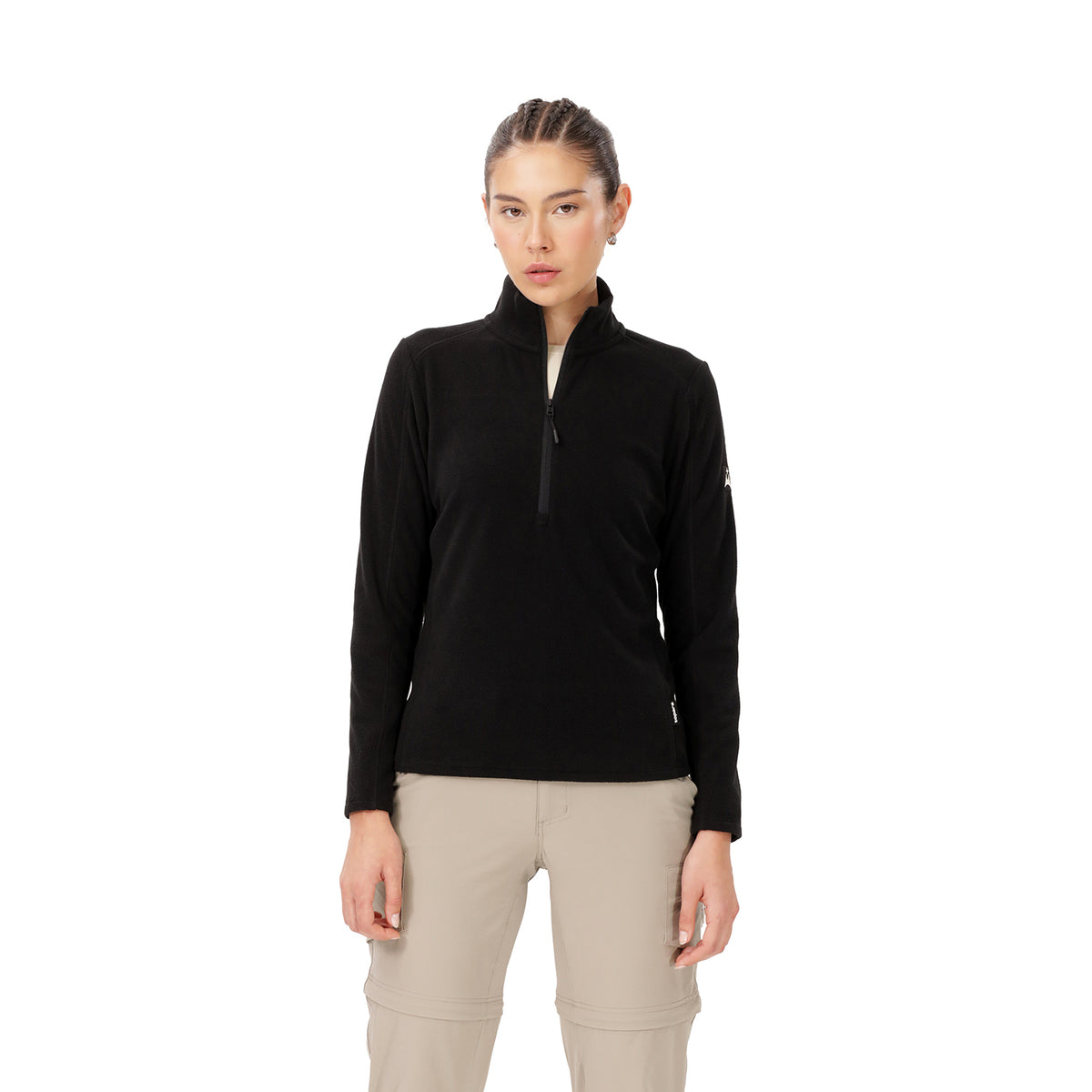 Suéter Polar Media Cremallera para Mujer Paine Negro