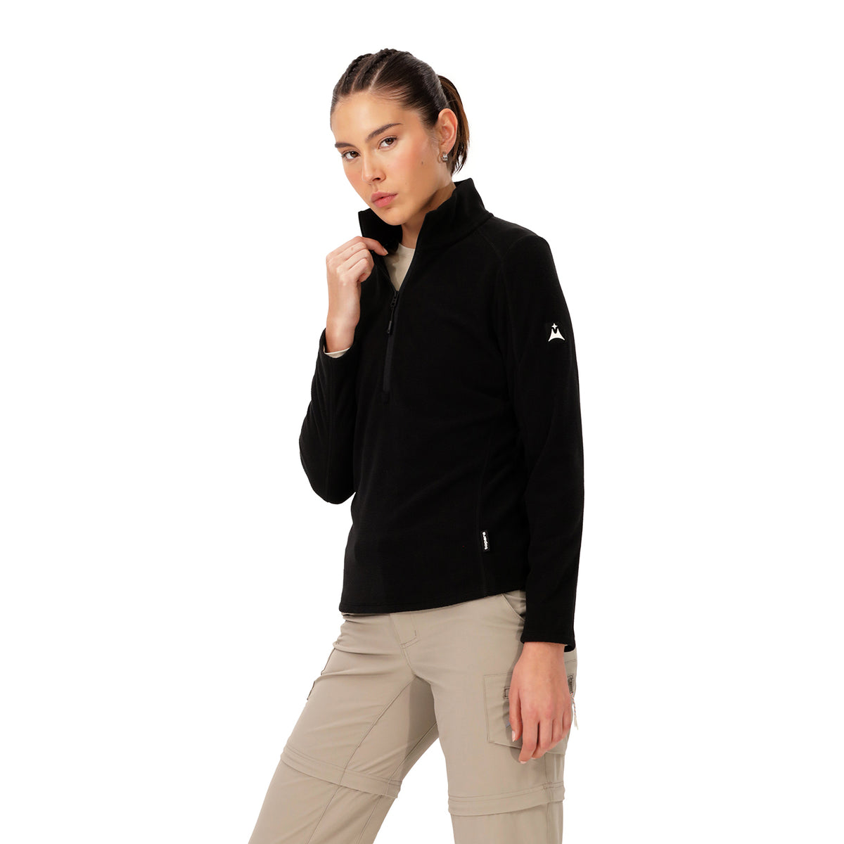 Suéter Polar Media Cremallera para Mujer Paine Negro