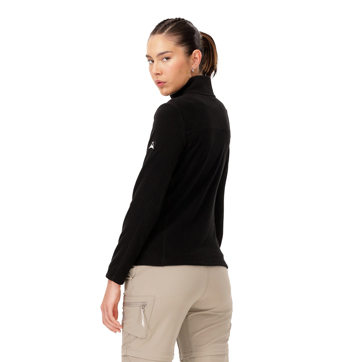 Suéter Polar Media Cremallera para Mujer Paine Negro