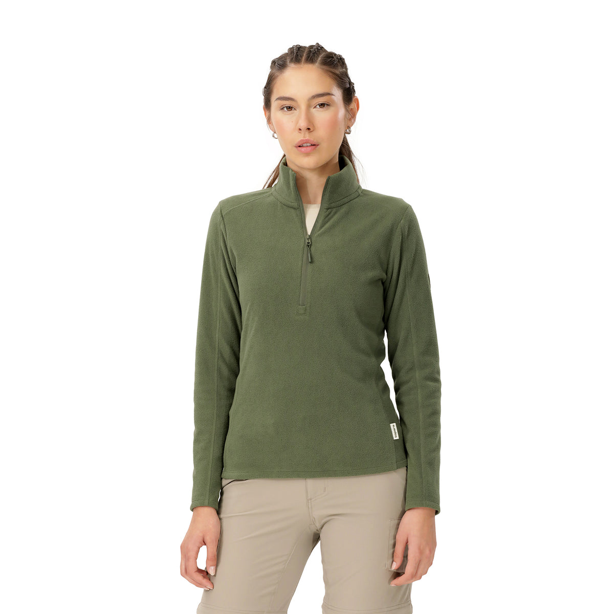 Suéter Polar Media Cremallera para Mujer Paine Verde