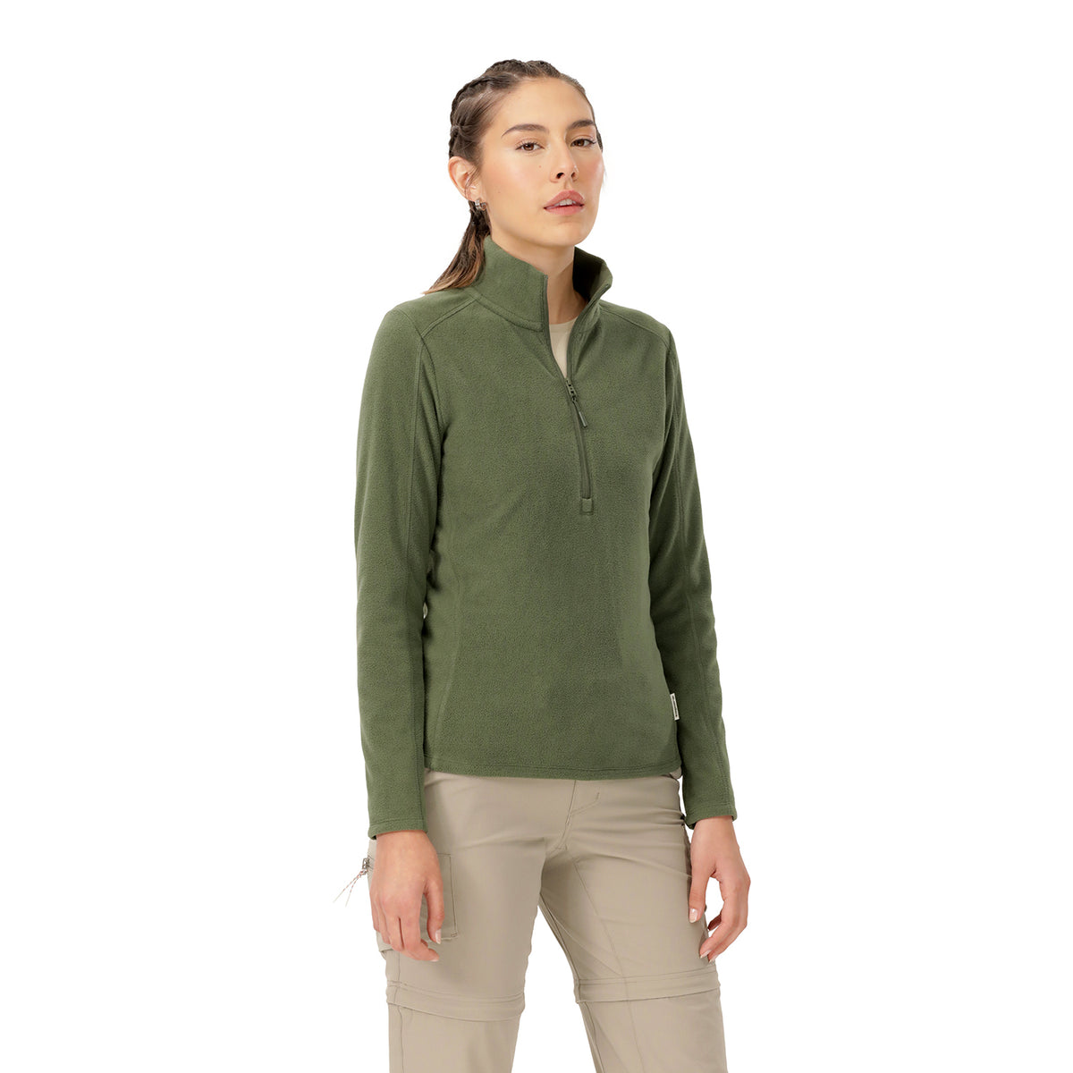 Suéter Polar Media Cremallera para Mujer Paine Verde