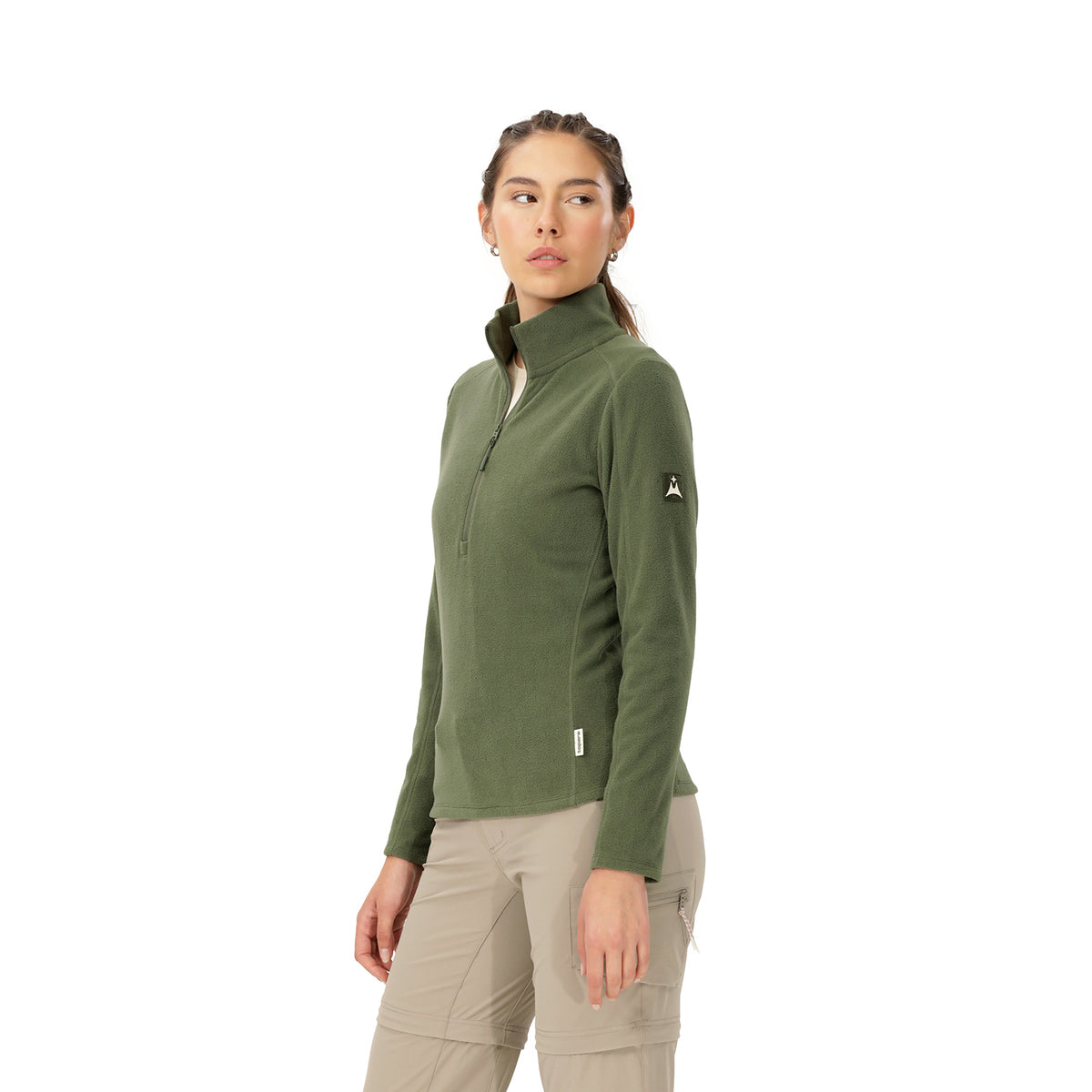 Suéter Polar Media Cremallera para Mujer Paine Verde
