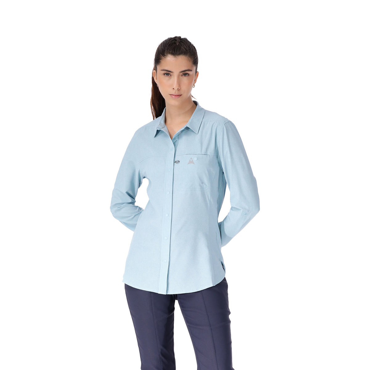 Camisa Para pesca Manga Larga Mujer Pantanal Azul Claro