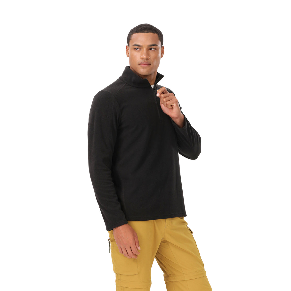 Suéter Polar Media Cremallera para Hombre Paine Negro